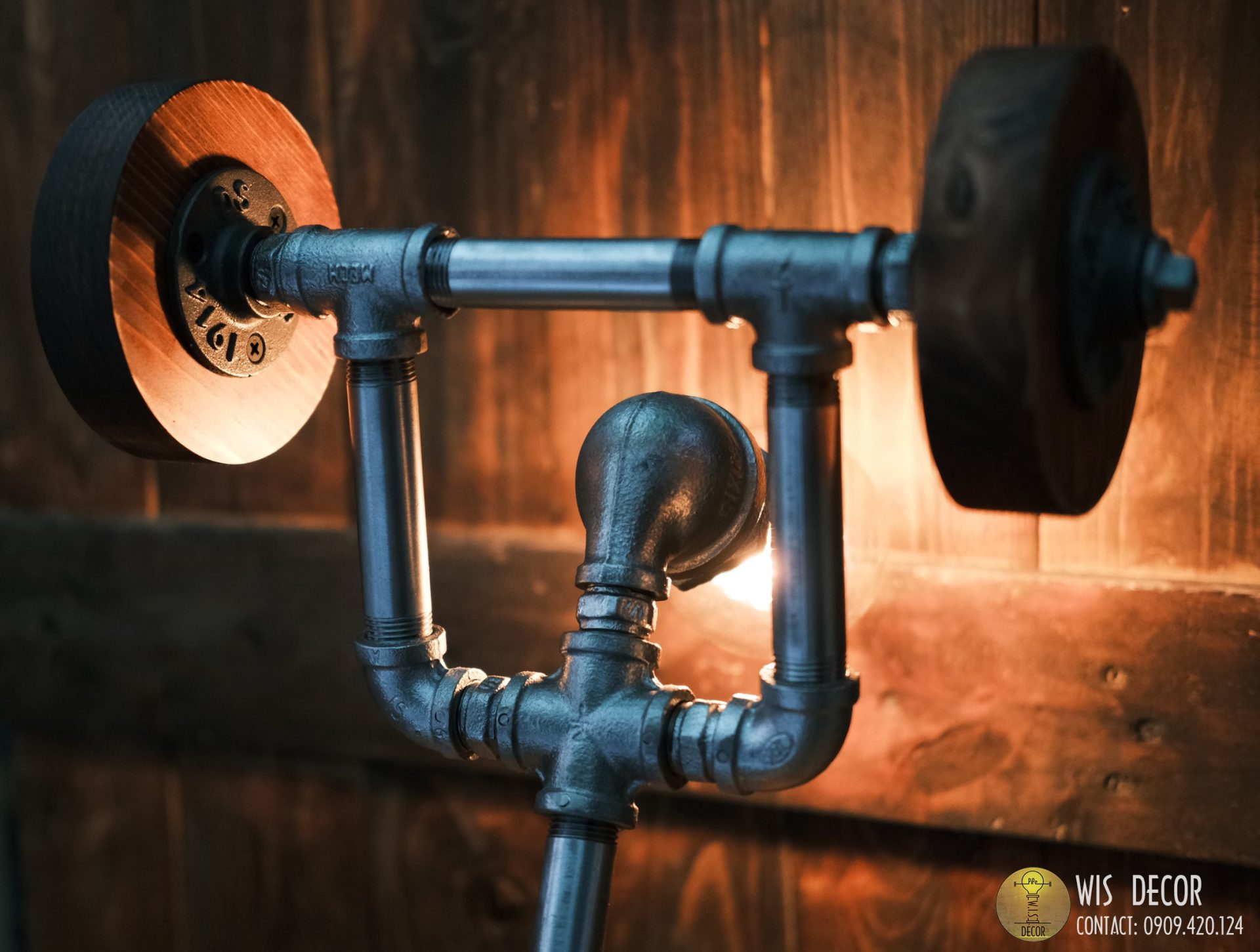 Đèn decor ống nước vintage - Đèn Đẩy Tạ Gymmer 2 Đèn decor ống nước vintage