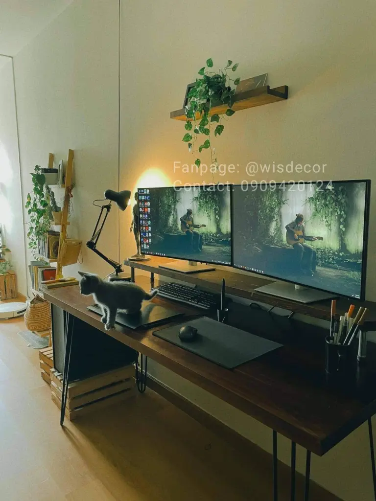 kệ màn hình gỗ tự nhiên