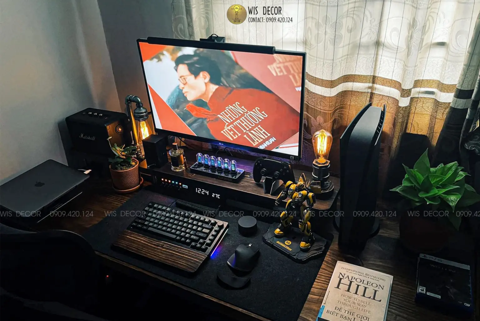 5 Mẫu bàn làm việc gỗ tự nhiên vintage 2023 giúp không gian làm việc trở nên ấn tượng, độc đáo hơn 1 góc setup vintage