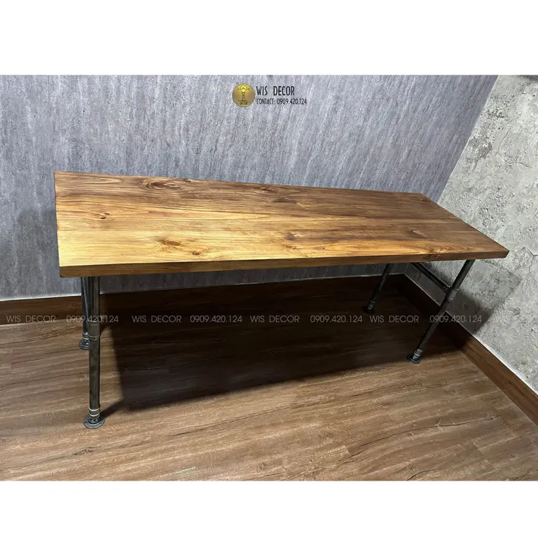 bàn làm việc gỗ chân ống nước