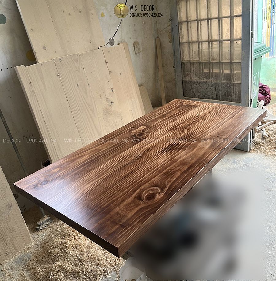 Mặt bàn gỗ thông tự nhiên 4cm kích thước theo yêu cầu 3 Mặt bàn gỗ thông tự nhiên