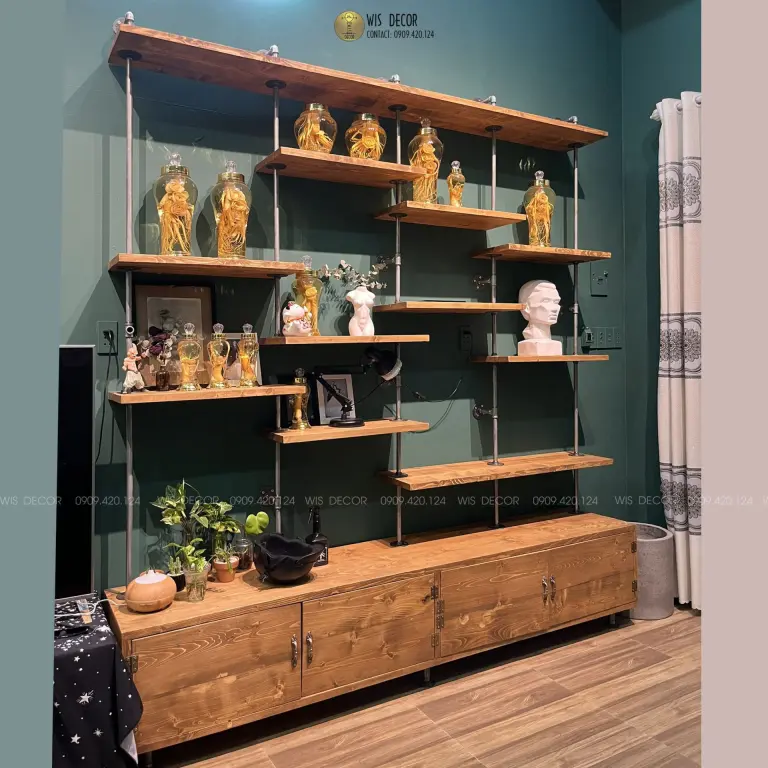 Tủ kệ gỗ trang trí vintage